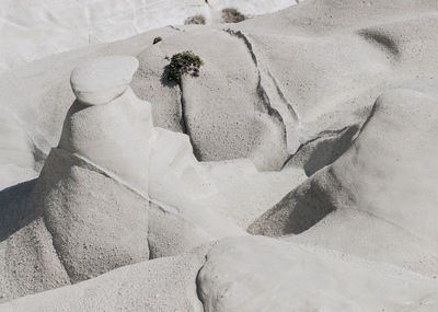 High angle view of ice on land