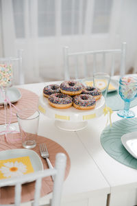 High angle view of cake on table