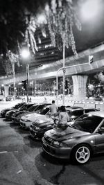 Cars parked on road