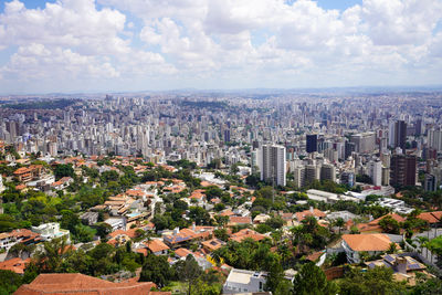 High angle view of cityscape against sky