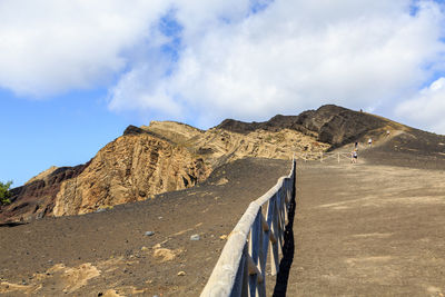 Scenic view of mountain against cloudy sky