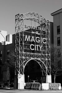 Low angle view of sign on building