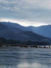 Scenic view of lake against sky