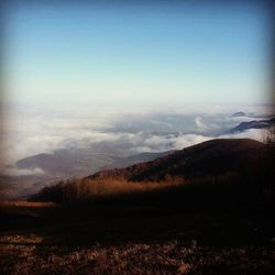 Scenic view of mountains against sky