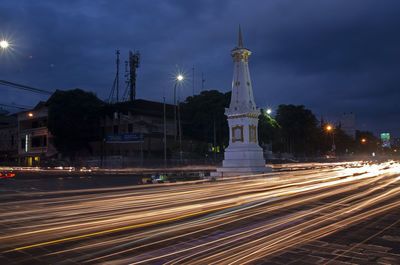 Light trails on street at night