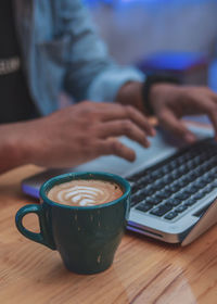 Coffee cup on table