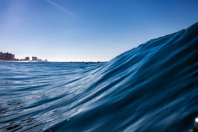 Scenic view of sea against clear sky