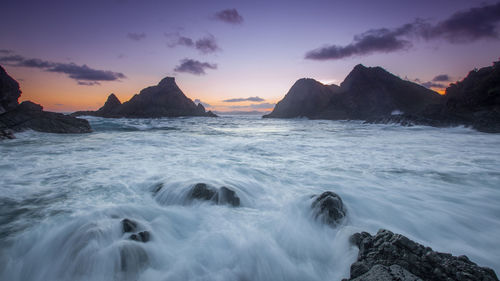 Scenic view of sea against sky during sunset