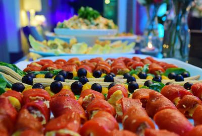 Close-up of fruits in plate