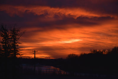 Scenic view of dramatic sky during sunset