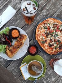 High angle view of food on table