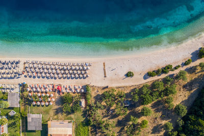 High angle view of crowd on beach