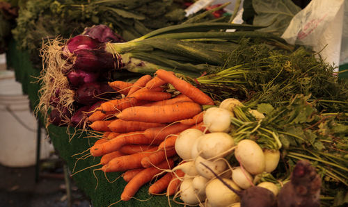 Close-up of vegetables for sale in market