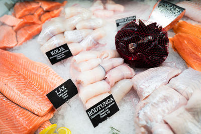 High angle view of food for sale at market