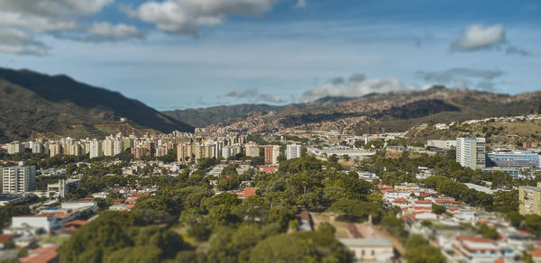 High angle view of townscape against sky