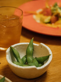 Close-up of fruits in bowl on table