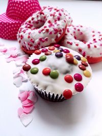 Close-up of cupcakes on table