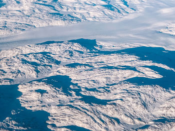 Aerial view of snowcapped mountains