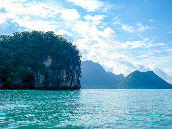 Scenic view of sea against cloudy sky