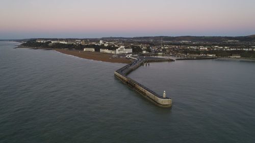 High angle view of bridge over river against sky