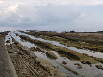 Scenic view of beach against sky