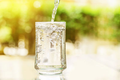 Close-up of drink in glass on table