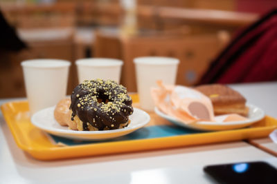 Close-up of dessert in plate on table