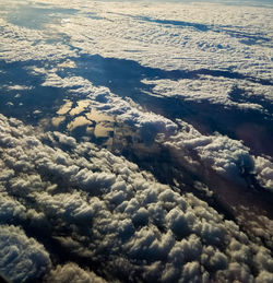 High angle view of snow on landscape