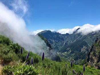 Scenic view of mountains against sky