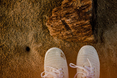 Low section of man standing on rock