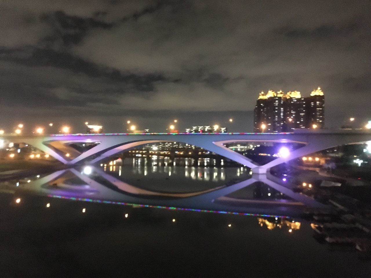 night, illuminated, city, transportation, lighting equipment, light trail, bridge - man made structure, sky, connection, speed, outdoors, christmas, no people, cityscape, rush hour, tree, neon, architecture, midnight