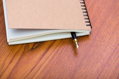 High angle view of pen on table