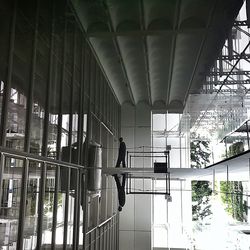 Man walking in modern building