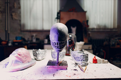 High angle view of drink on table