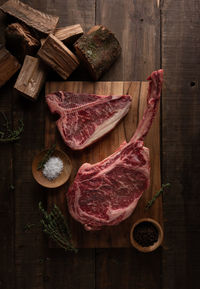 High angle view of food on table