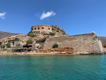 View of fort against blue sky