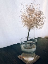 Glass of water on table at home