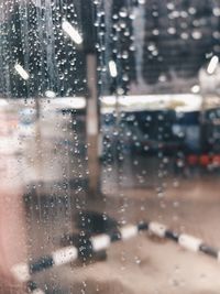 Close-up of wet window in rainy season