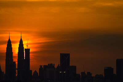 View of city at sunset