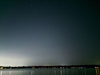 Scenic view of lake against sky at night