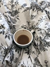 High angle view of coffee on table