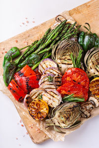 High angle view of food on table