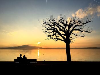 View of lake at sunset