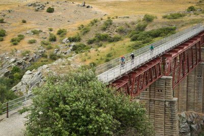 High angle view of bridge over landscape