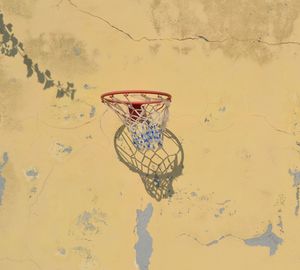 Close-up of basketball hoop on beach