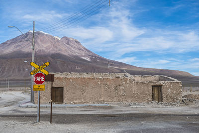 The border town of ollague between chile and bolivia