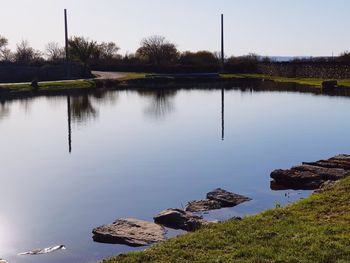 Scenic view of lake against sky