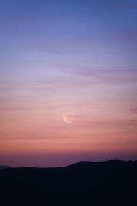 Scenic view of silhouette mountains against sky during sunset