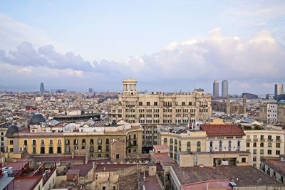 High angle view of buildings in city