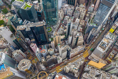 High angle view of street amidst buildings in city